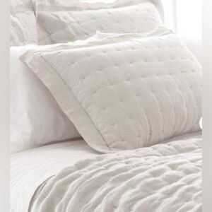 NWT Annie Selke Brussels quilted pair standard pillow shams herringbone natural